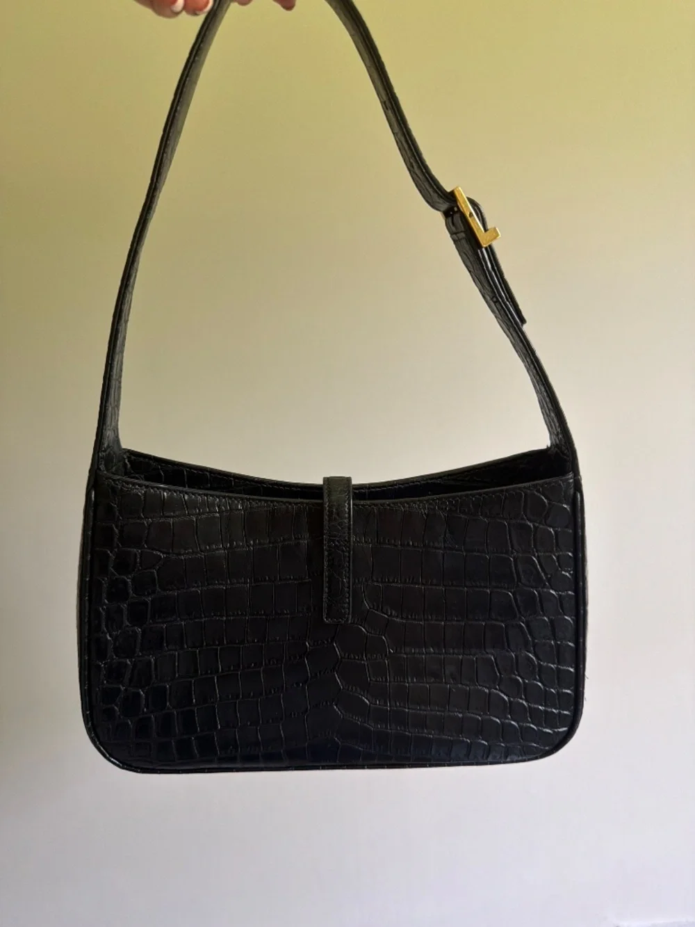Saint Laurent Calfskin Crocodile Embossed Le